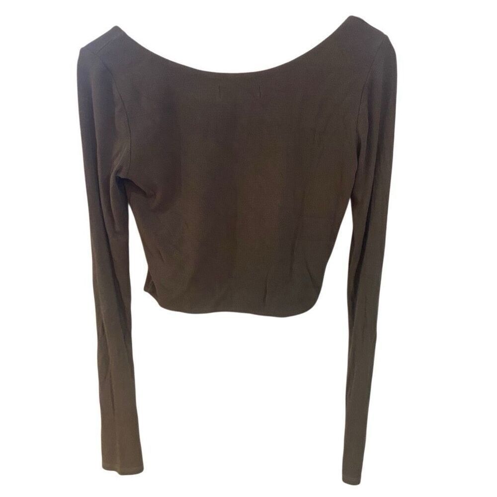 Parallel apparel large long sleeve brown crop top